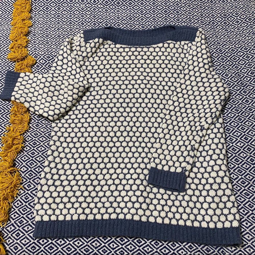 LOFT Blue & White Sweater 3/4 Sleeve S